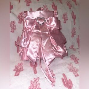 Pink satin backpack